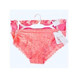 NWT Jessica Simpson M 3 Pack￼ Hearts Floral Solid Pink flirty hipster Pantie Set